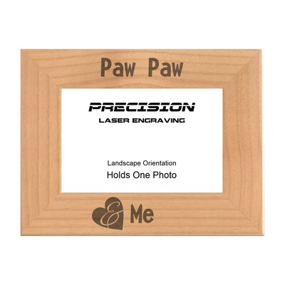 Grandpa Picture Frame Paw Paw and Me Heart Engraved Natural Wood Picture Frame (WF-194) Fathers Day - image1